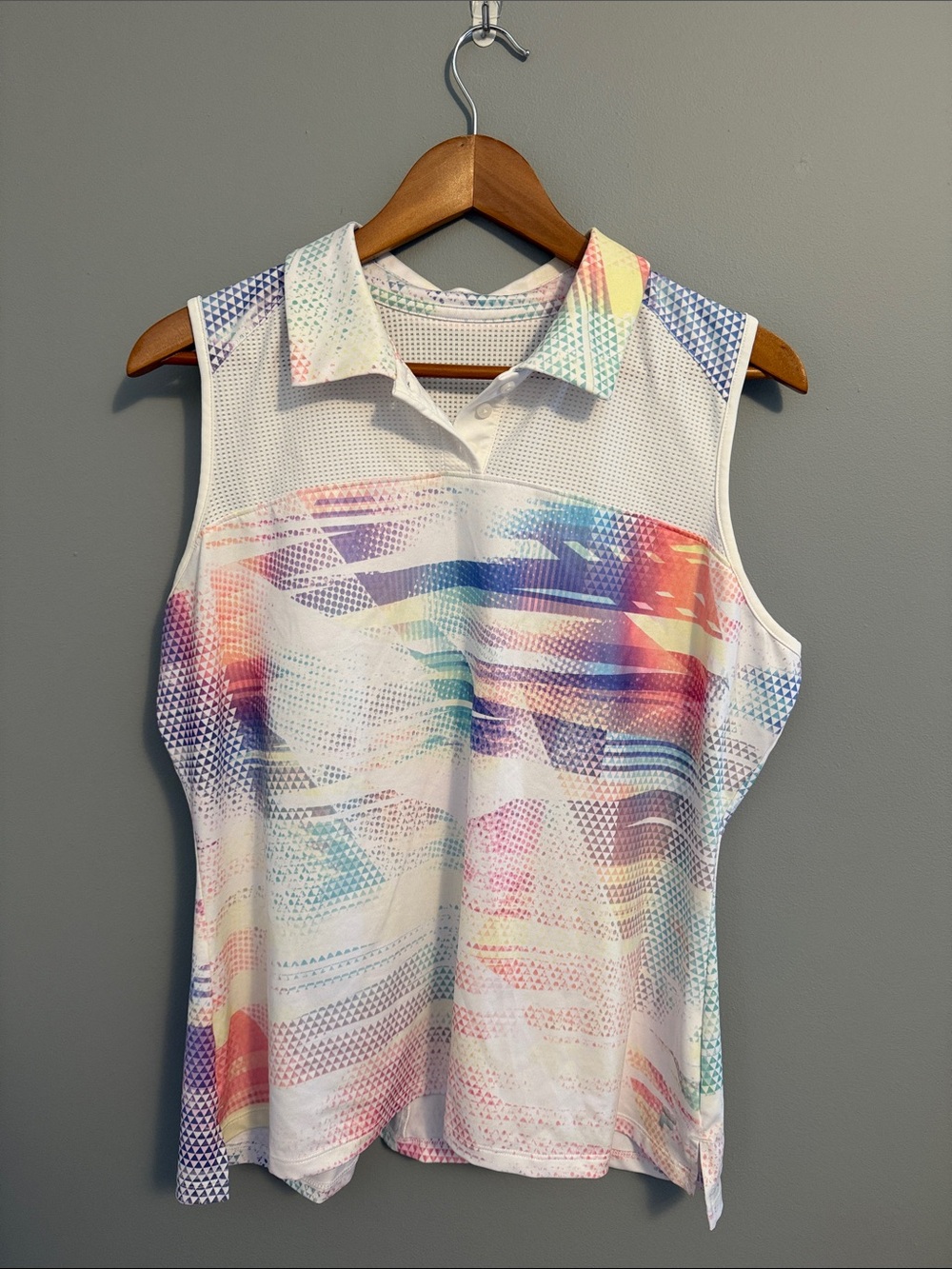 Fila Sleeveless Polo Tank Top in Pastel Rainbow Print